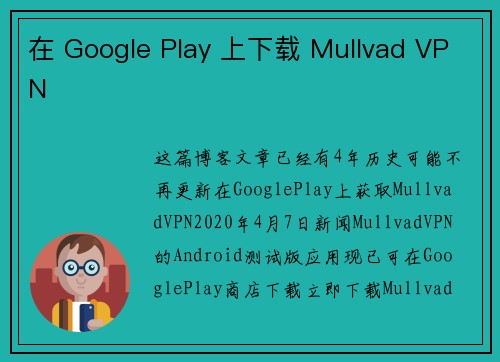 在 Google Play 上下载 Mullvad VPN 